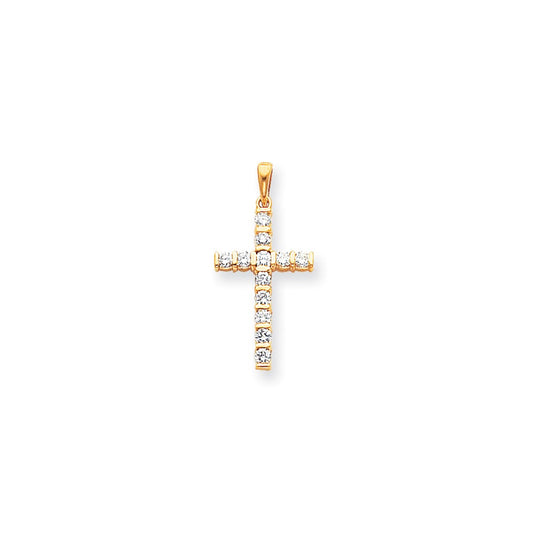 14k AAA Diamond cross pendant