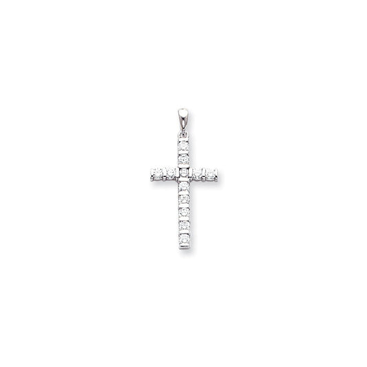 14k White Gold VS Diamond cross pendant