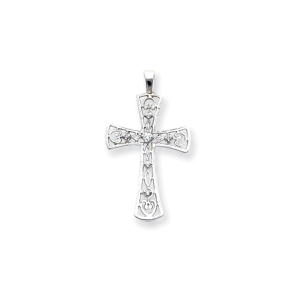 14k White Gold VS Diamond cross pendant