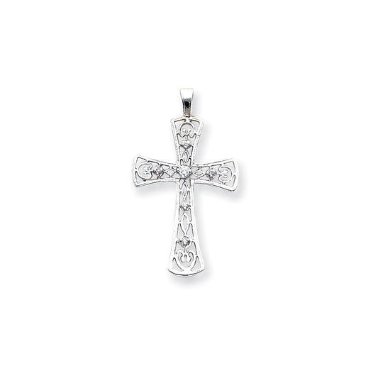 14k White Gold A Diamond cross pendant