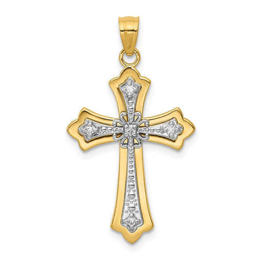 14k Rhodium Diamond Cross Pendant