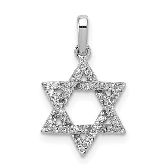 14k White Gold Diamond Star of David Pendant