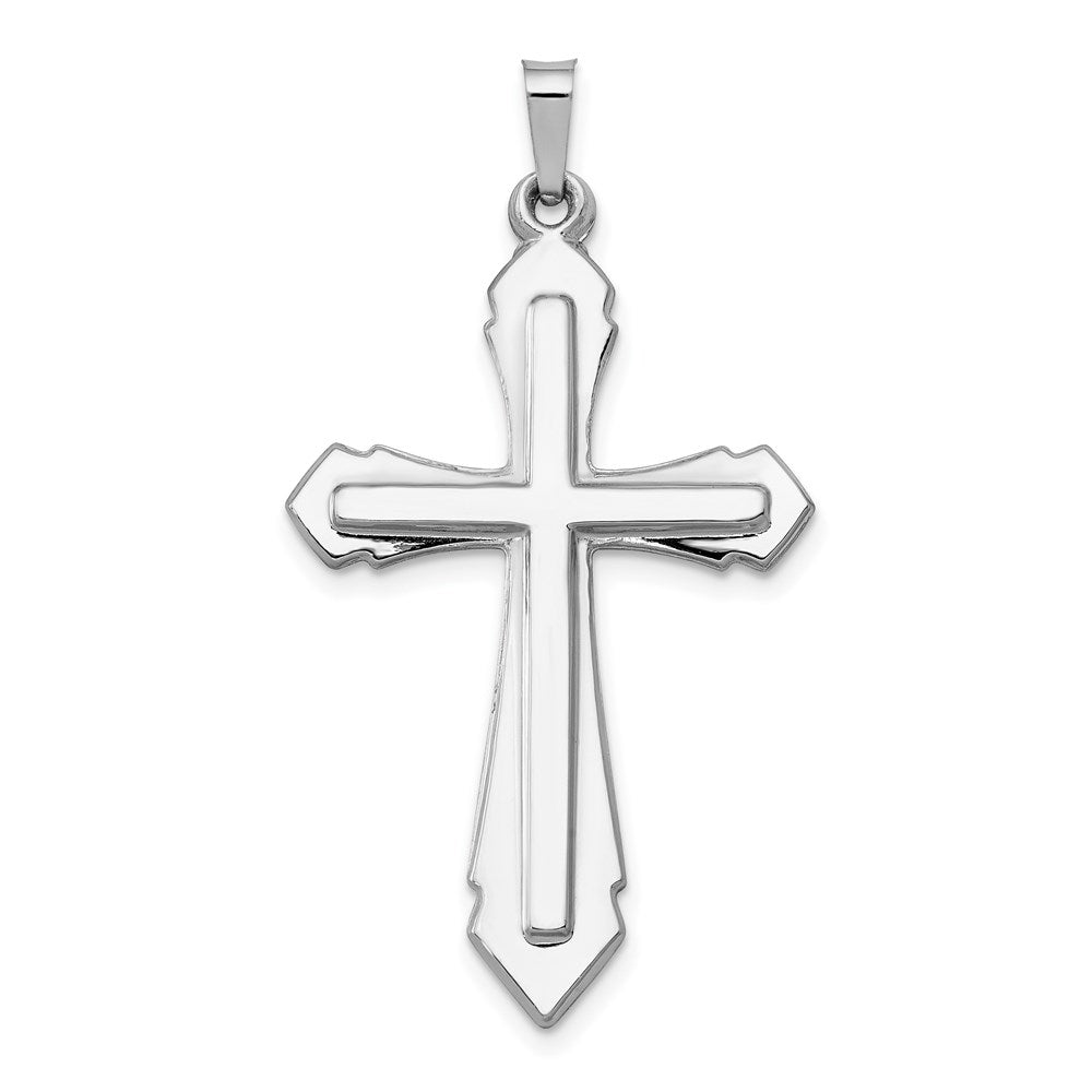 14k White Gold Polished and Satin Cross Pendant