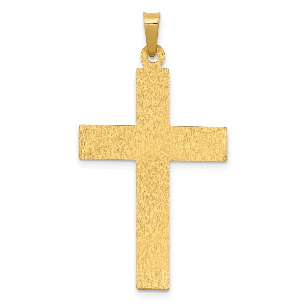 14k Yellow & Rhodium Gold W/Rhodium Polished and Satin Cross W/Dove Pendant