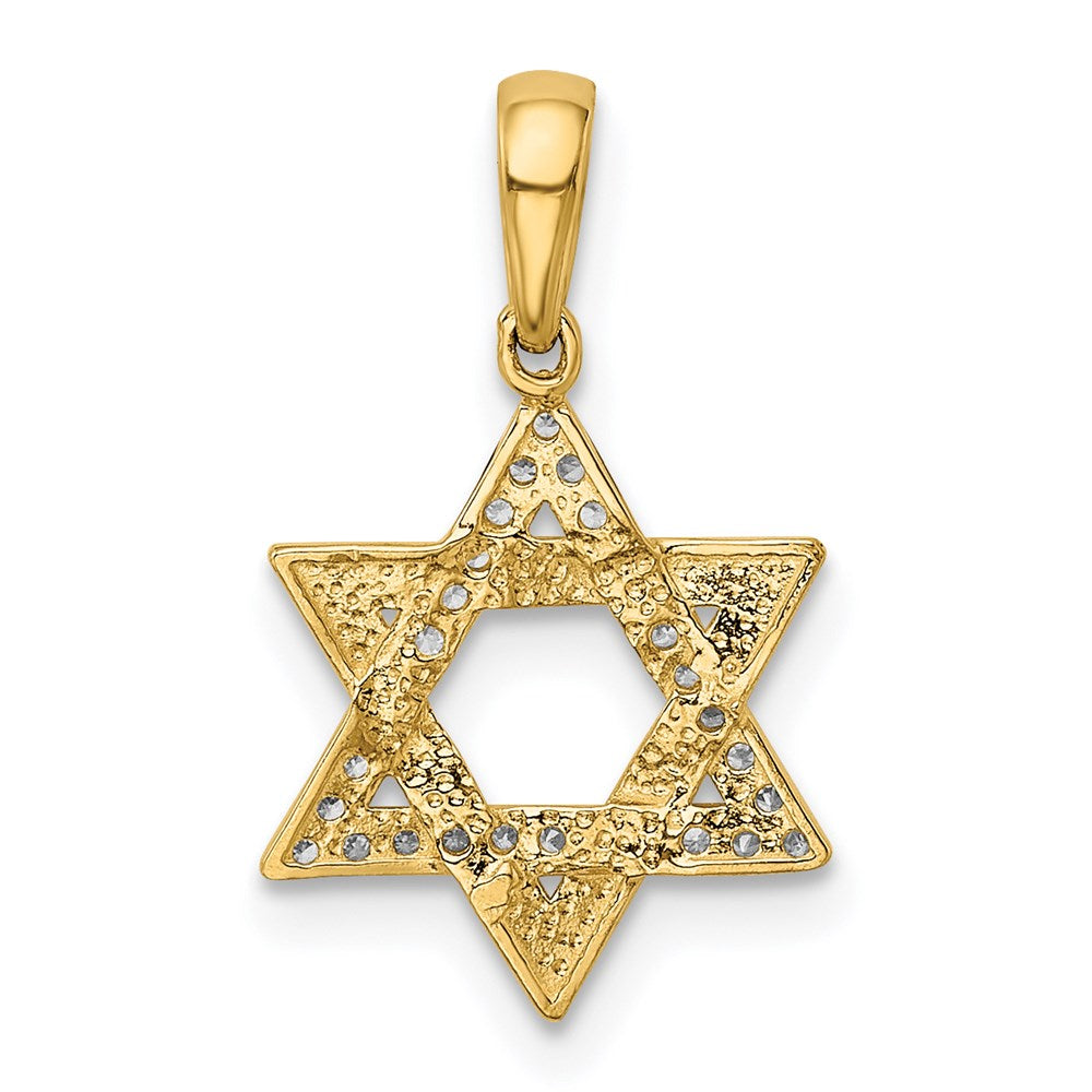 14k Yellow Gold Polished CZ Star of David Pendant