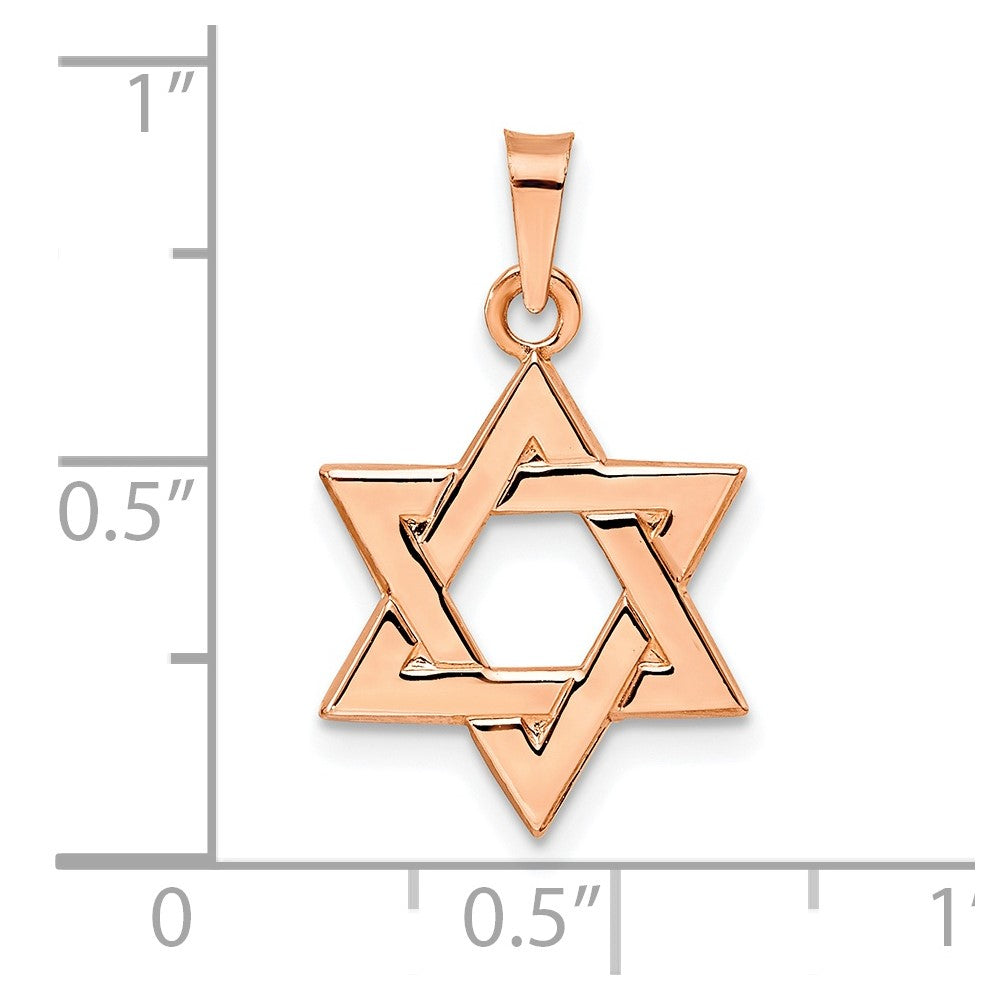 14k Rose Gold Rose Polished Solid Star of David Pendant