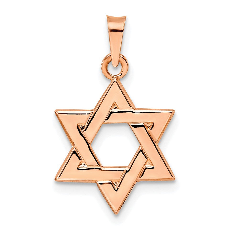 14k Rose Gold Rose Polished Solid Star of David Pendant