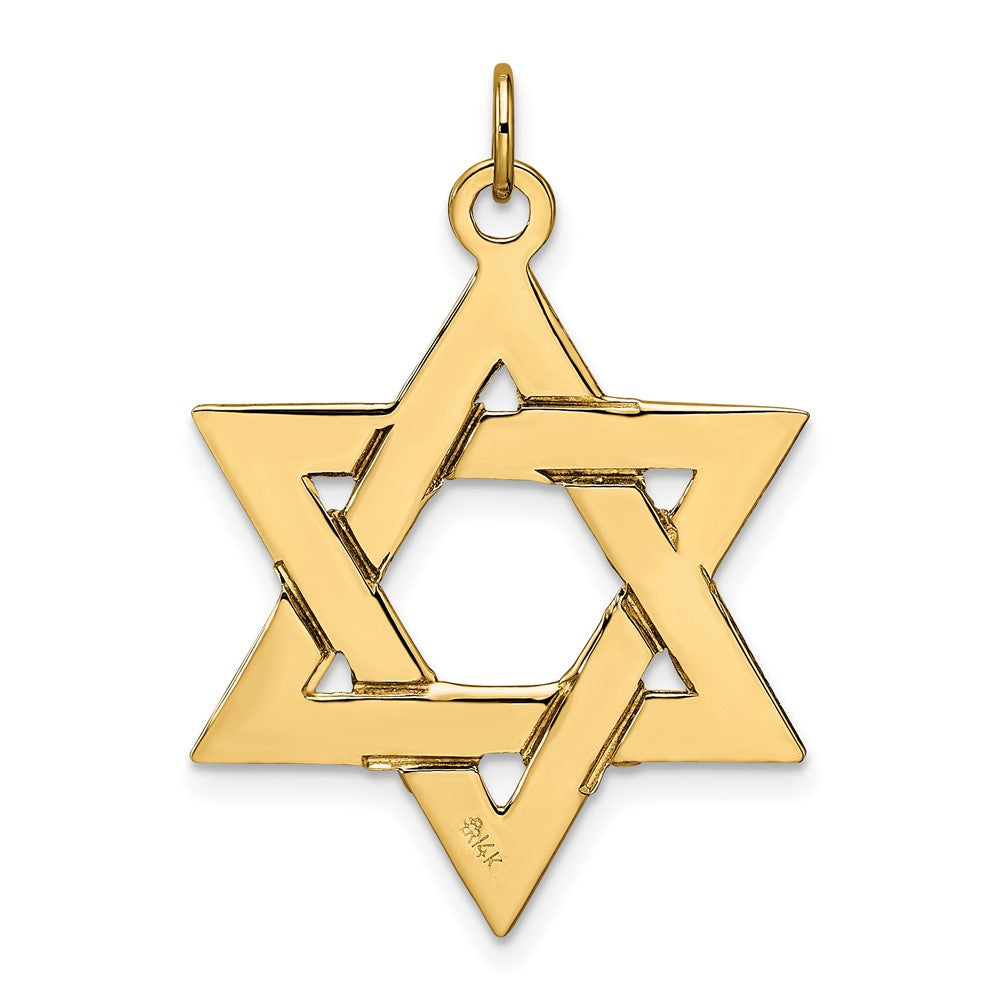 14k Yellow Gold Polished Solid Star of David Pendant