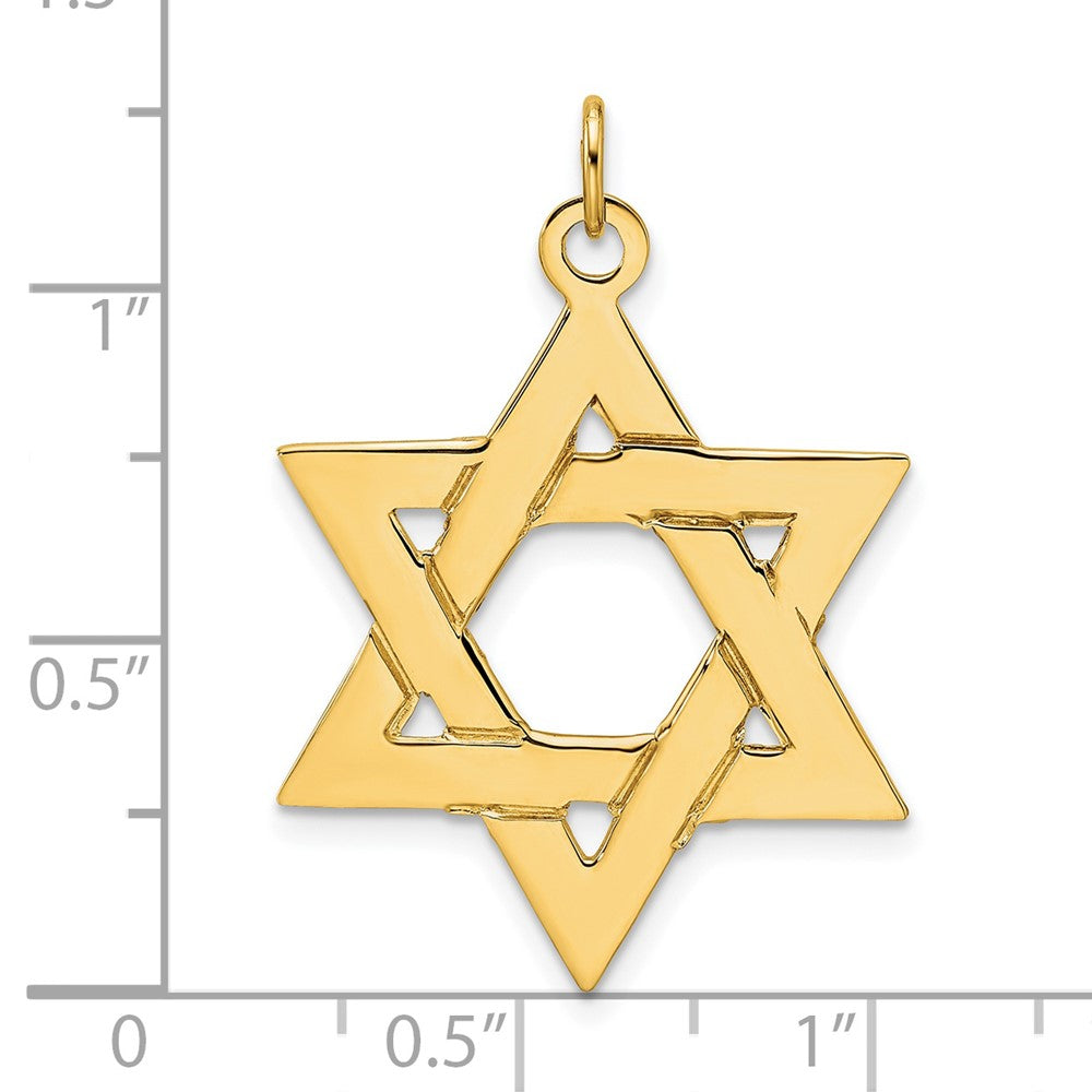 14k Yellow Gold Polished Solid Star of David Pendant