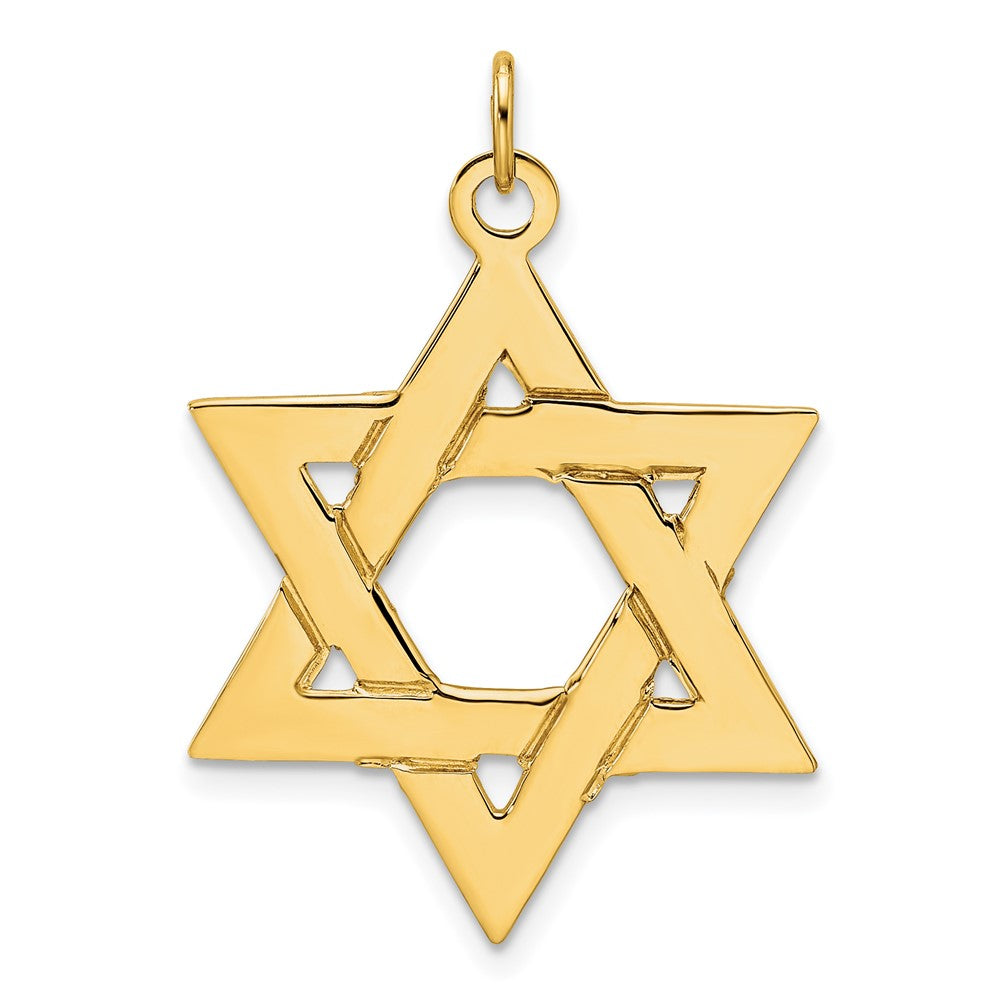 14k Yellow Gold Polished Solid Star of David Pendant