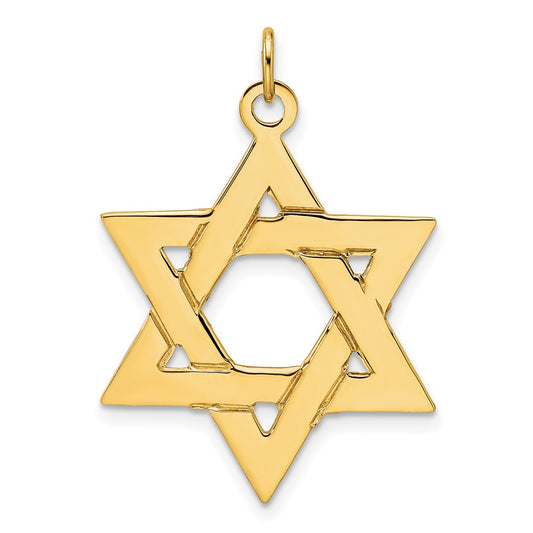 14k Yellow Gold Polished Solid Star of David Pendant