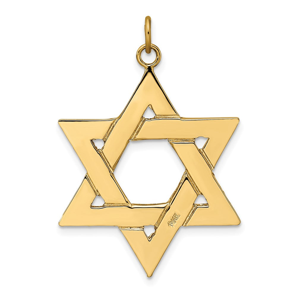 14k Yellow Gold Polished Solid Star of David Pendant