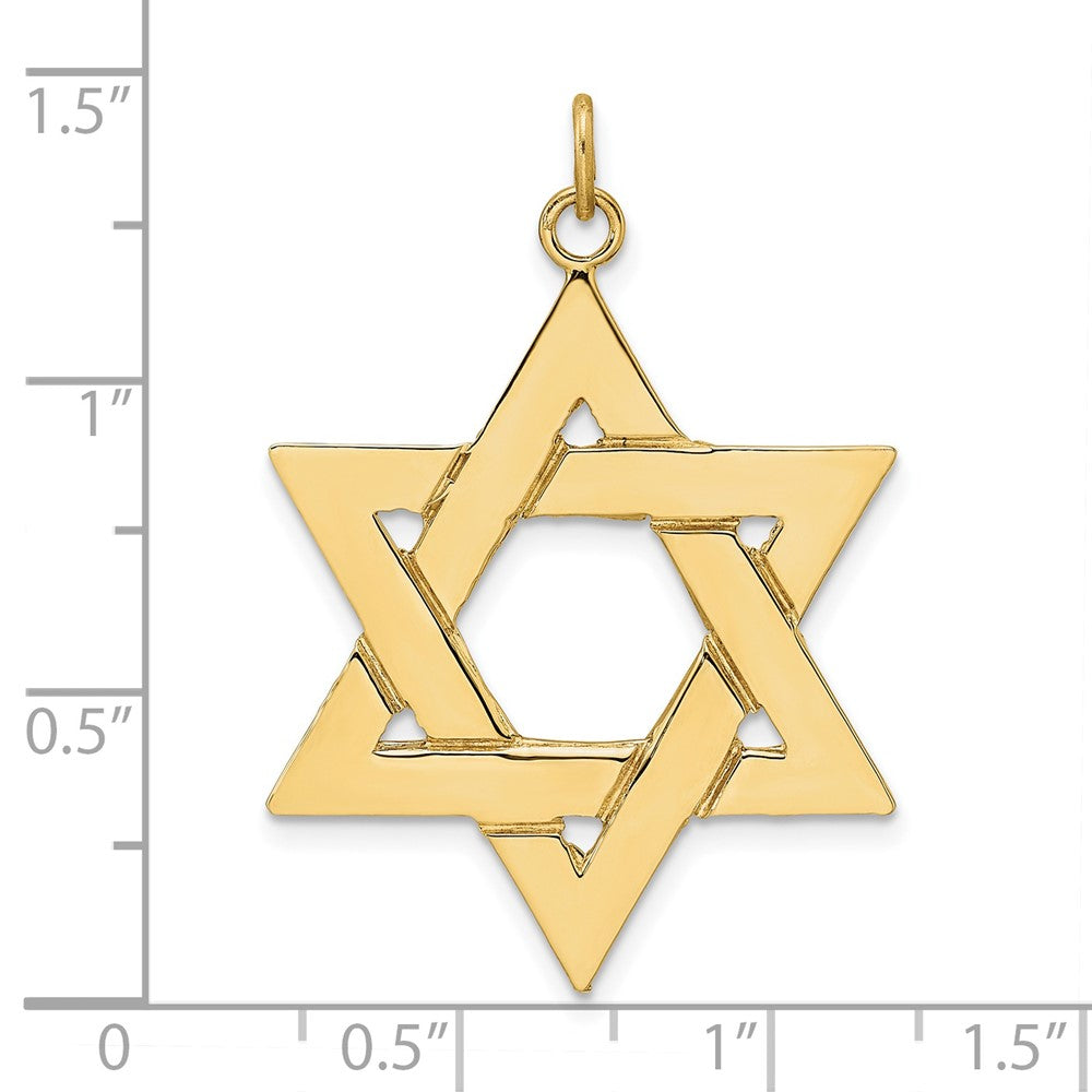 14k Yellow Gold Polished Solid Star of David Pendant