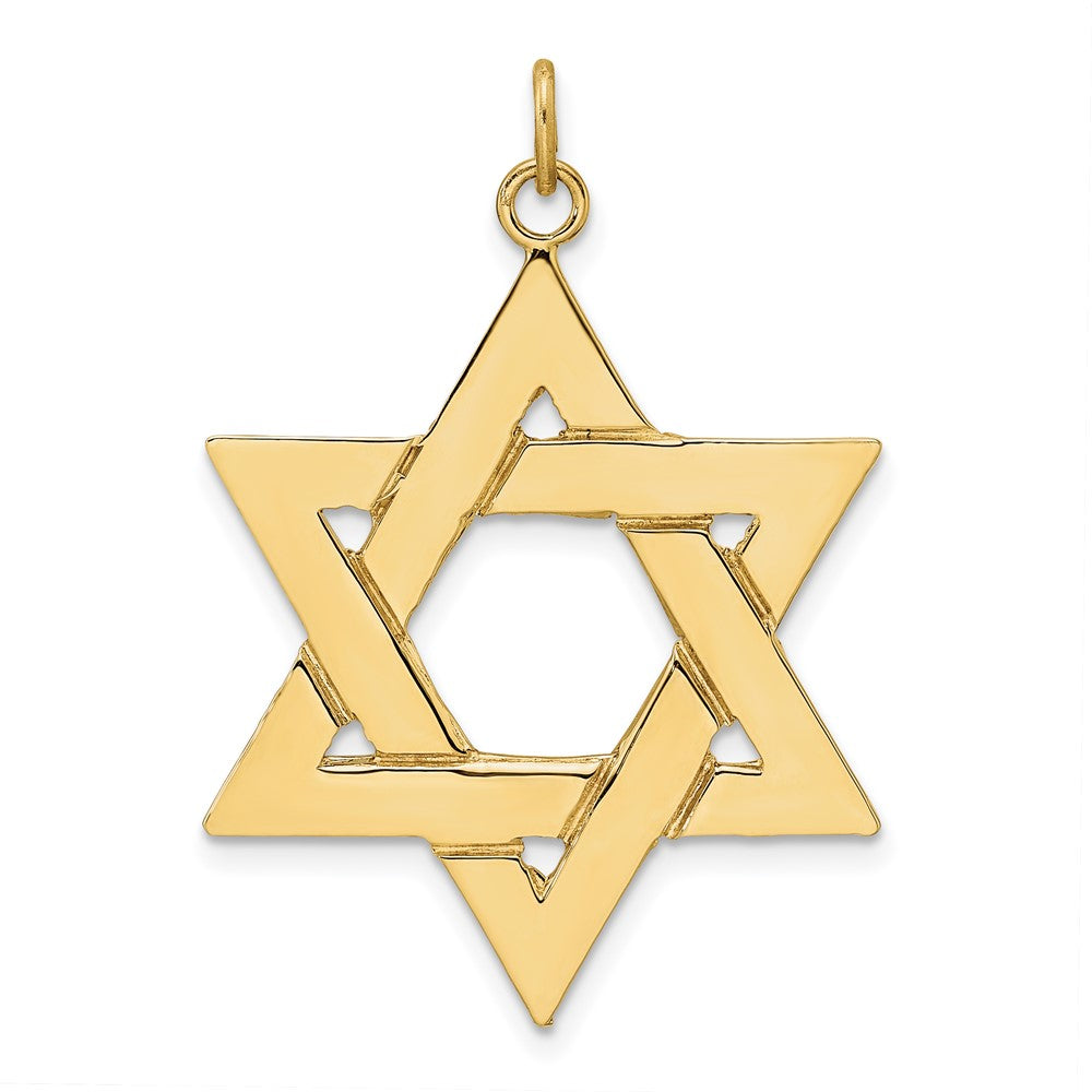 14k Yellow Gold Polished Solid Star of David Pendant