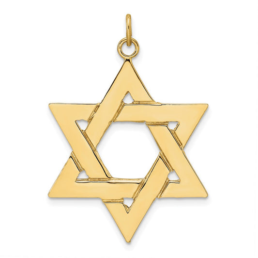 14k Yellow Gold Polished Solid Star of David Pendant