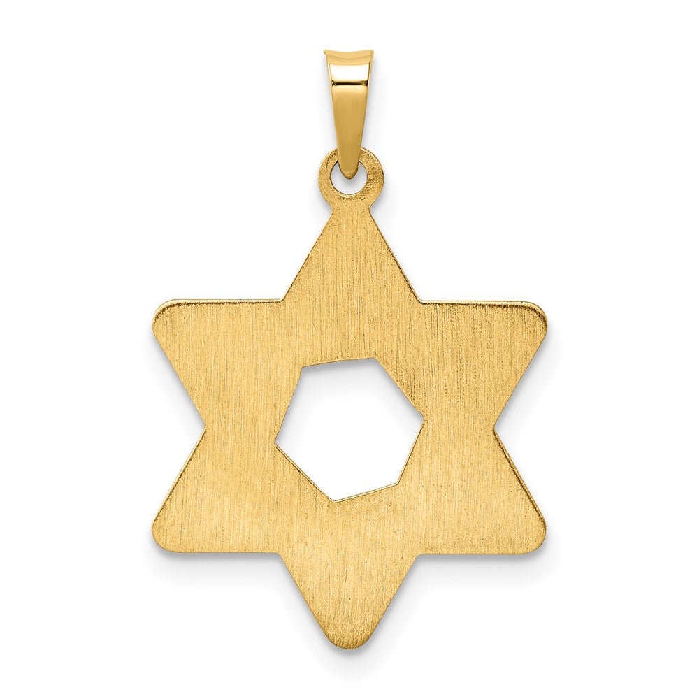 14k Yellow Gold Polished and Textured Solid Star of David Pendant