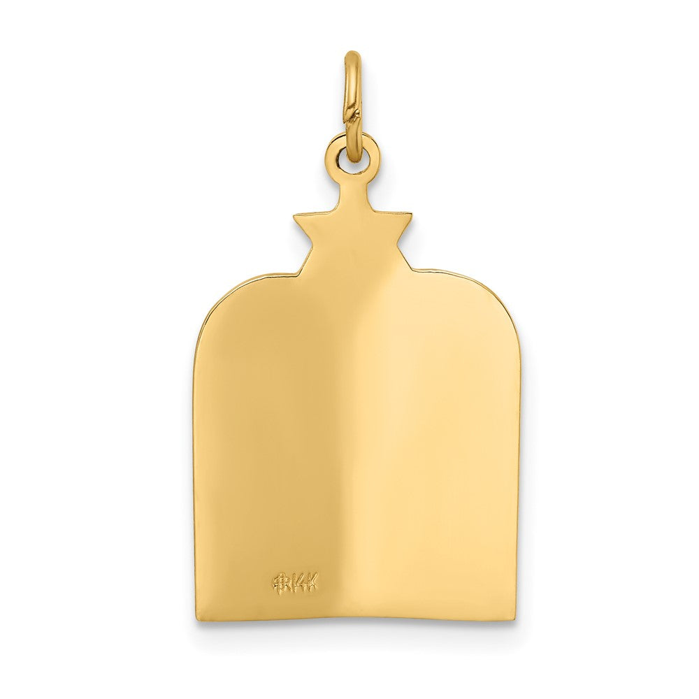 14k Yellow Gold Polished Solid Ten Commandments and Star Pendant