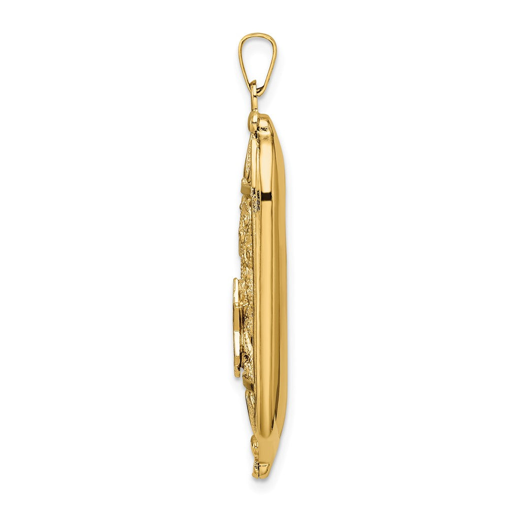 14k Yellow Gold Polished Solid Mezuzah Enameled Star Pendant