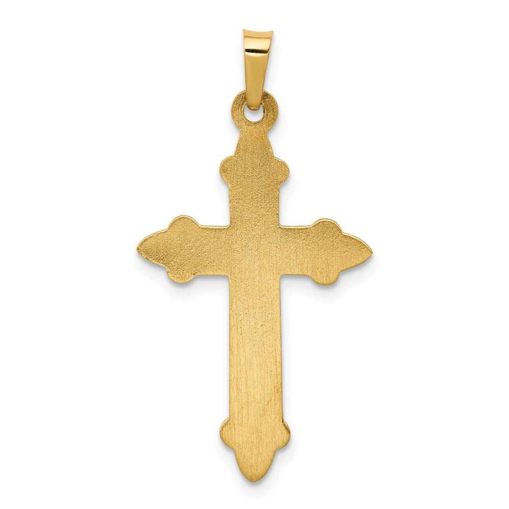 14k Yellow Gold Fleur De Lis Cross Pendant