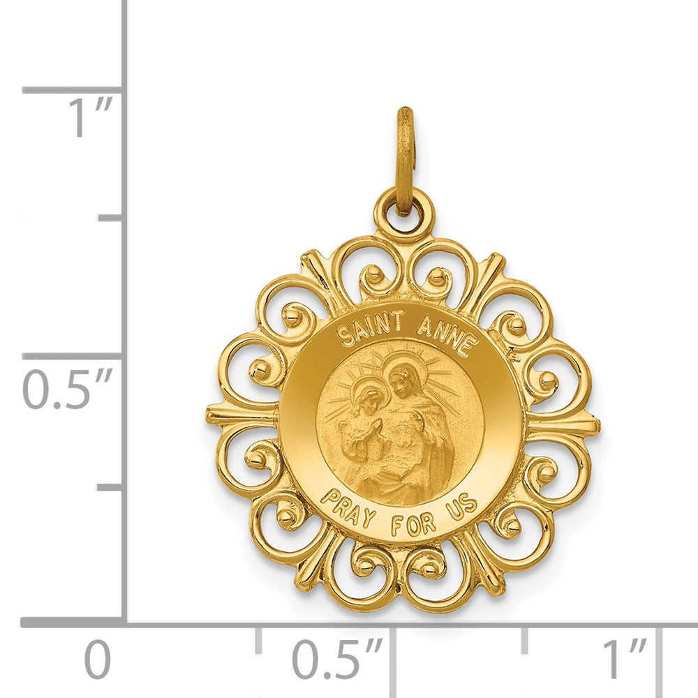 14k Yellow Gold Saint Anne Medal Charm