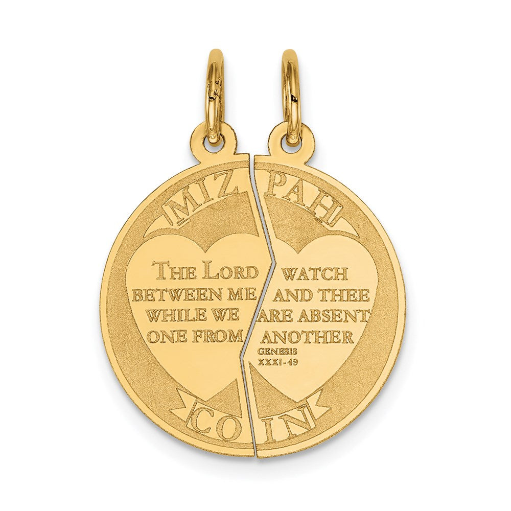 14k Yellow Gold 2-piece Mizpah Charm