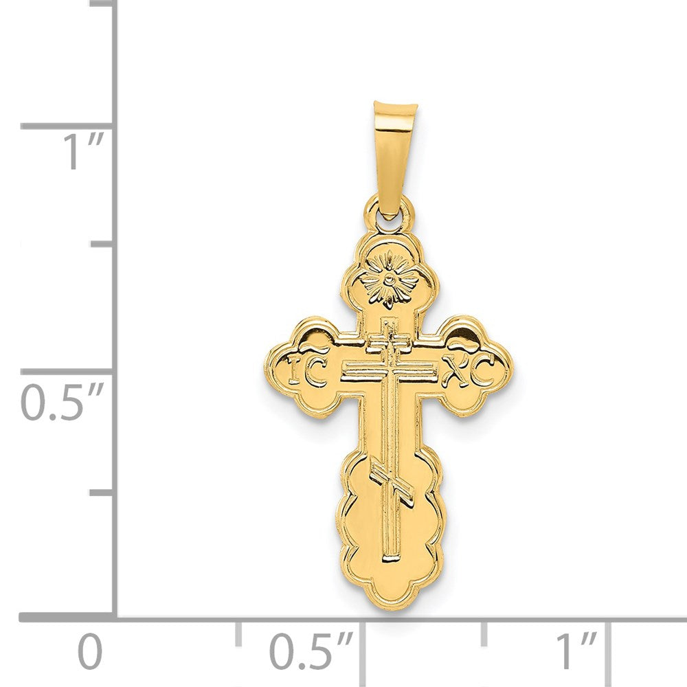 14k Yellow Gold Eastern Orthodox Cross Charm