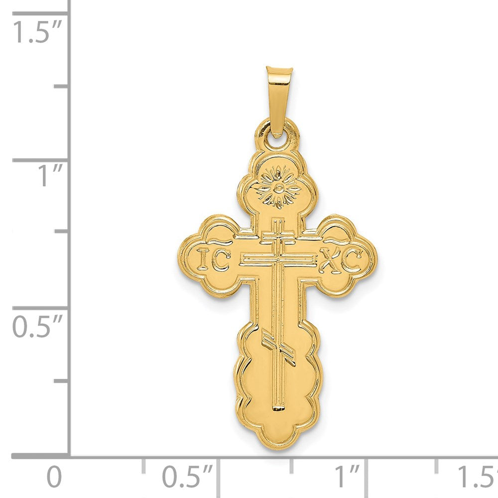 14k Yellow Gold Eastern Orthodox Cross Pendant