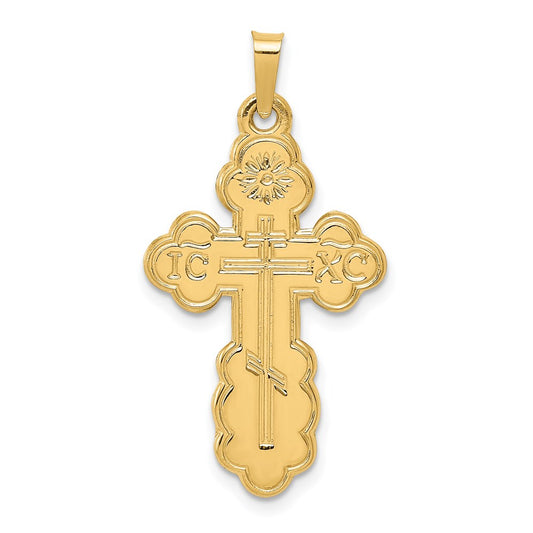 14k Yellow Gold Eastern Orthodox Cross Pendant