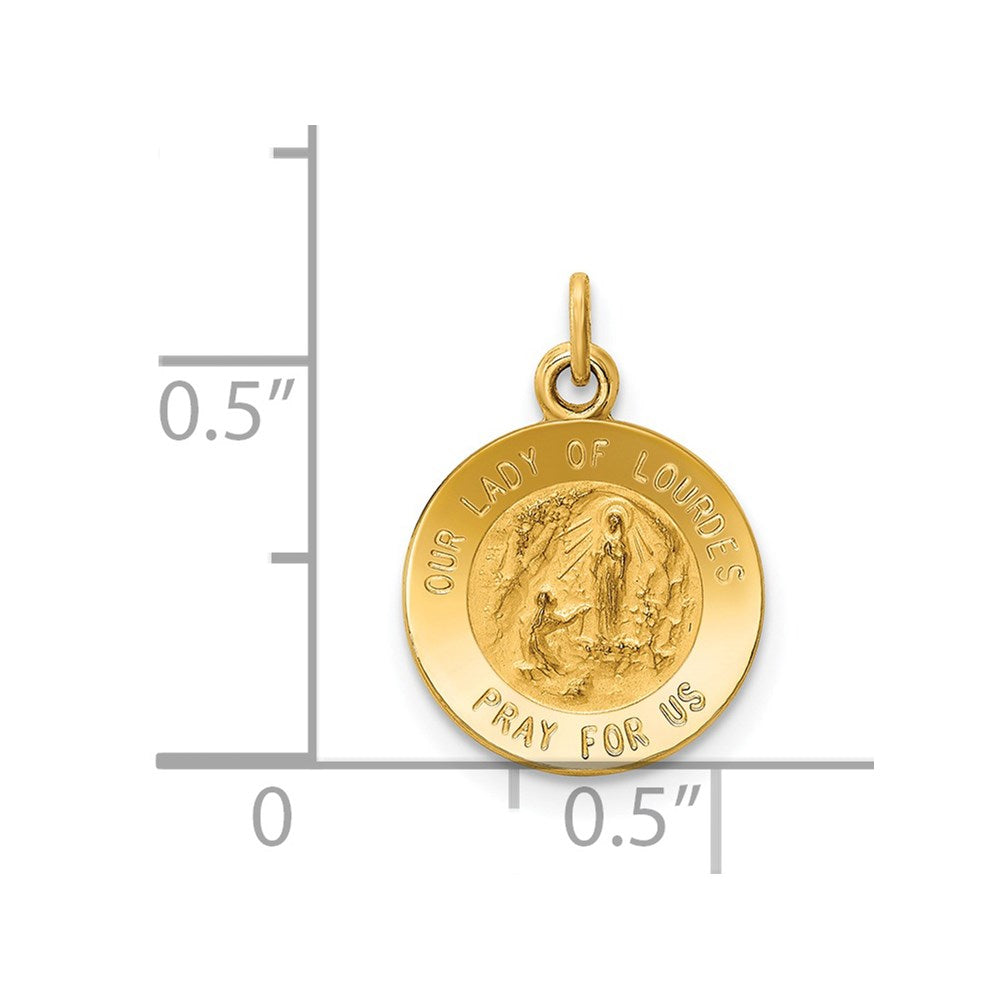 14k Yellow Gold Our Lady of Lourdes Medal Charm