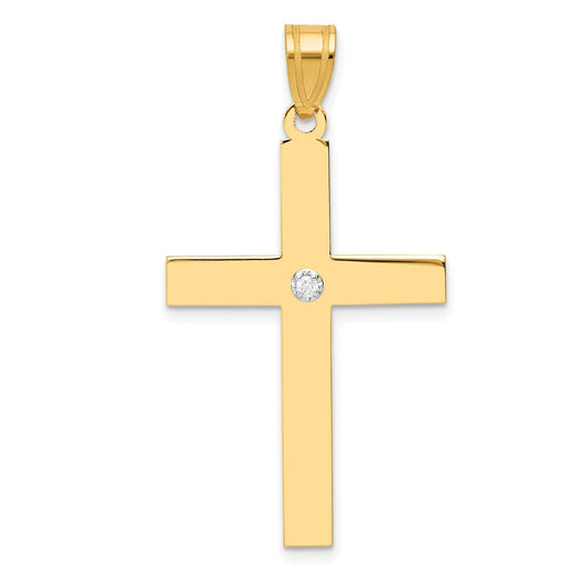 14k Polished .02ct. Diamond Cross Pendant