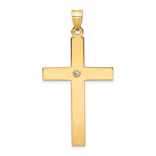 14k Polished .03ct. Diamond Cross Pendant