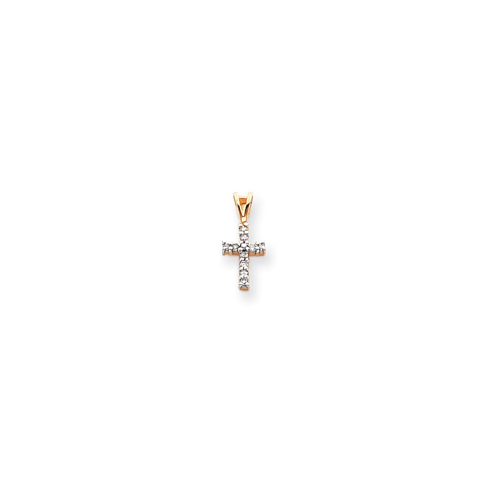 14k and Rhodium Diamond Latin Cross Pendant