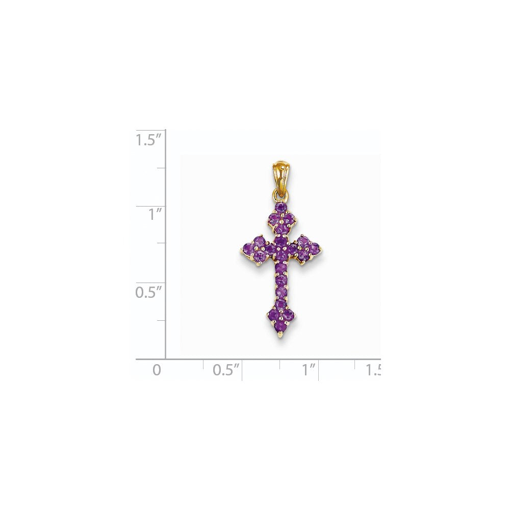 14k Yellow Gold Amethyst Cross Pendant