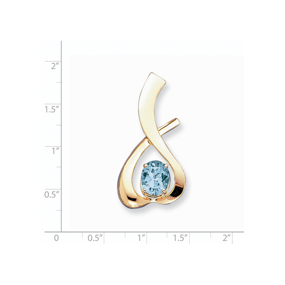 14k Yellow Gold 10x8mm Oval Blue Topaz slide