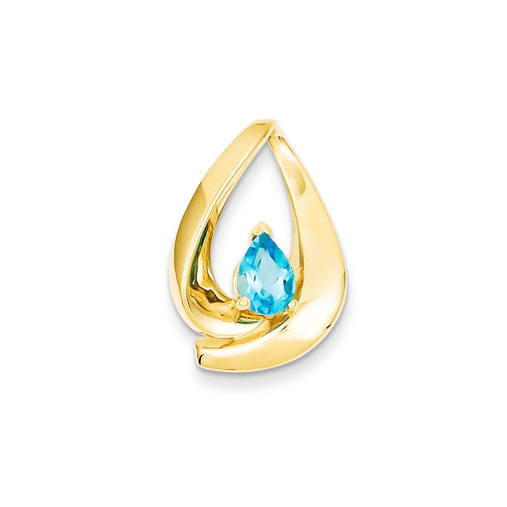 14k Yellow Gold 7x5mm Pear Blue Topaz slide