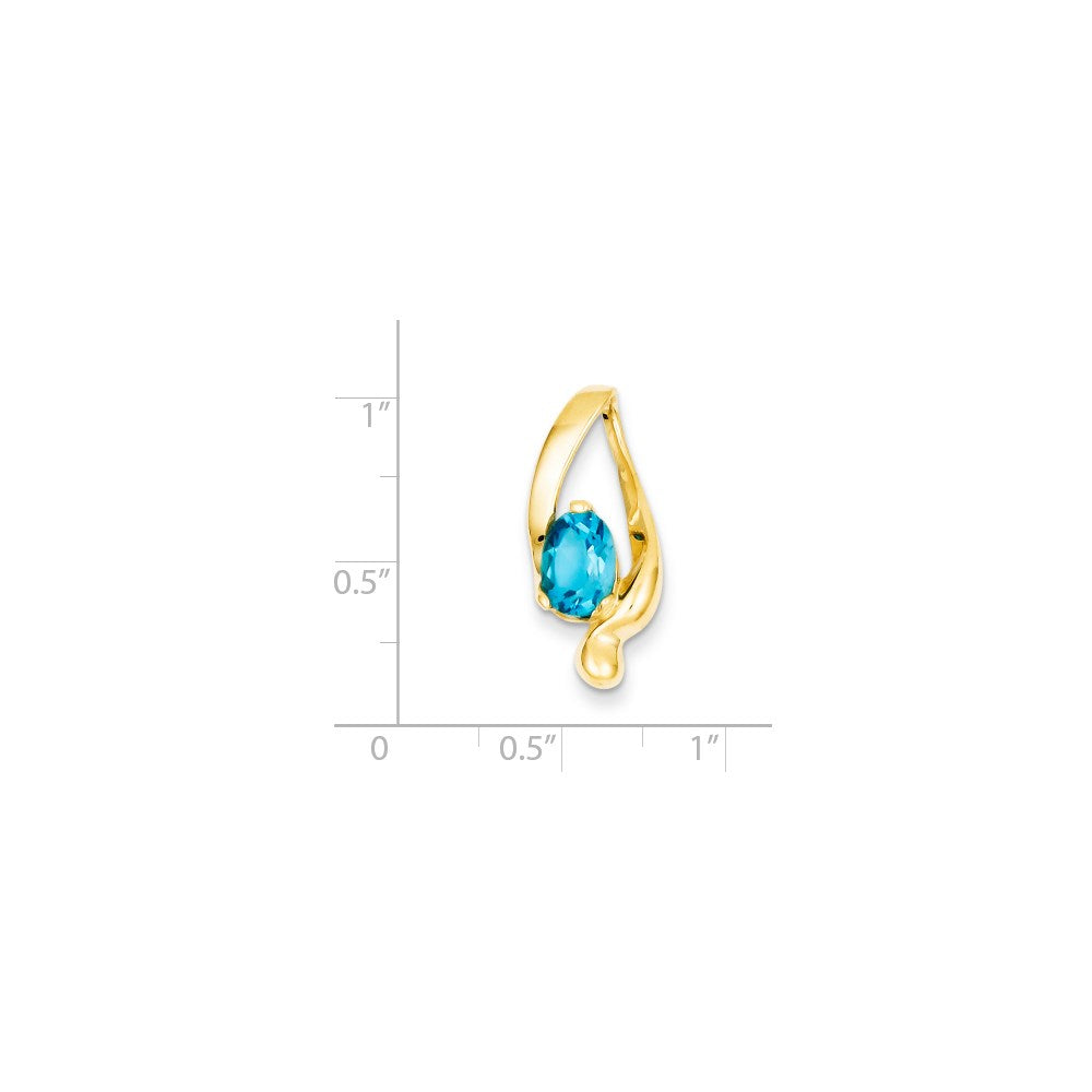 14k Yellow Gold 8x6mm Oval Blue Topaz slide