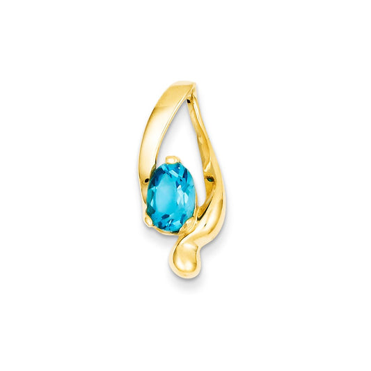 14k Yellow Gold 8x6mm Oval Blue Topaz slide