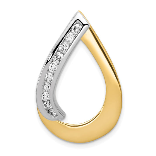 14k Two Tone AA Diamond Teardrop Slide