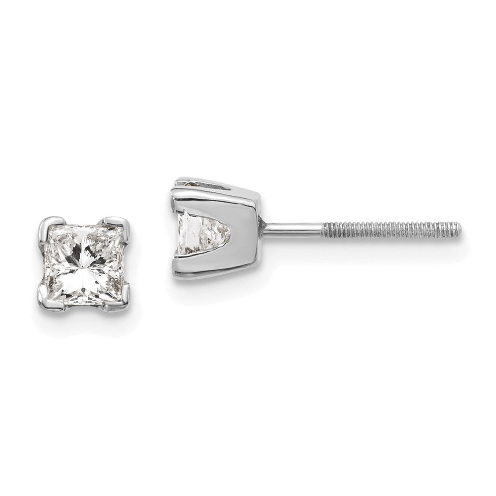 14k White Gold VS Quality Complete Princess Cut Diamond Earrings