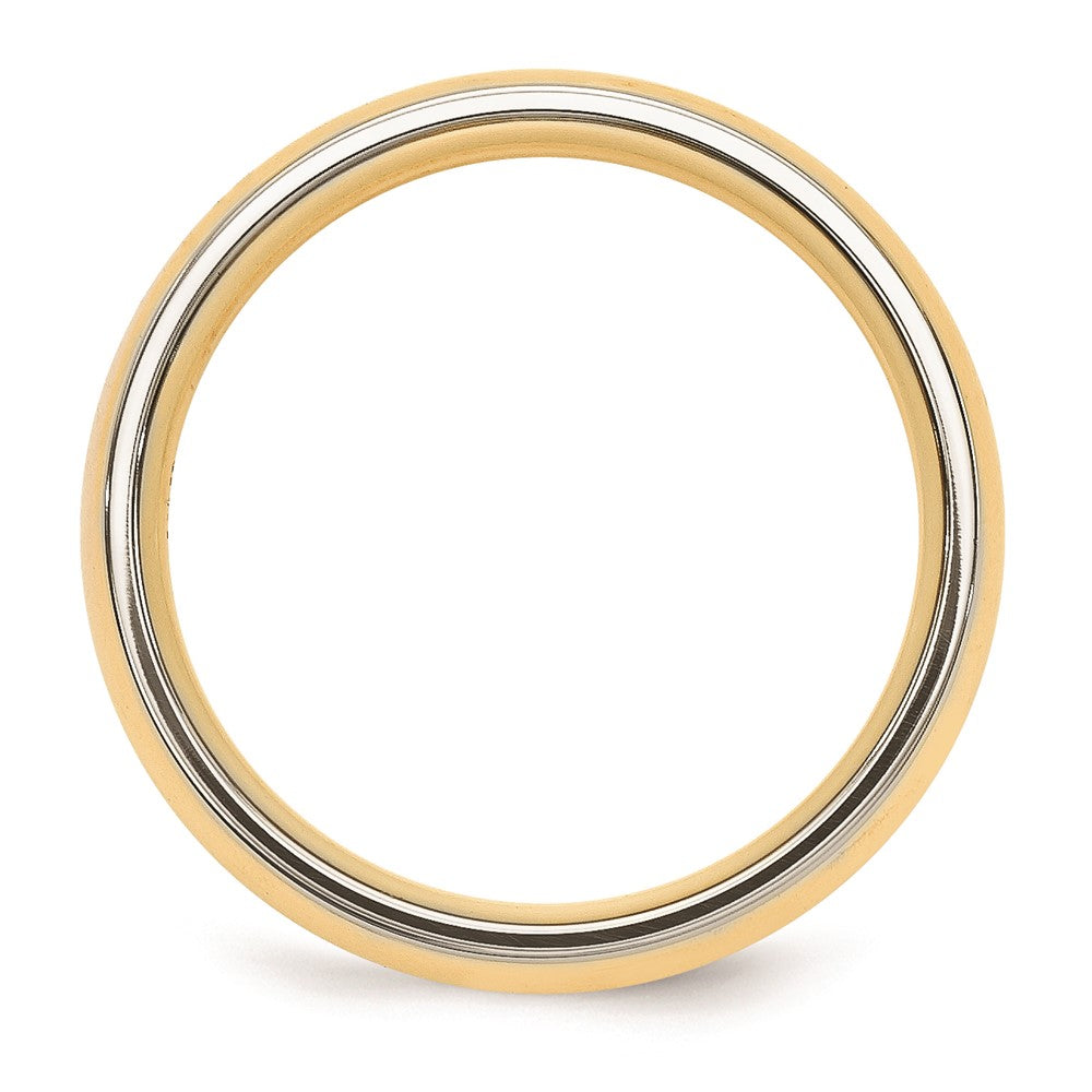 Solid 18K Yellow Gold Two-Tone 6mm Domed Size 6.5 Wedding Men's/Women's Wedding Band Ring