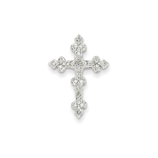 14k White Gold Diamond Filigree Cross Pendant