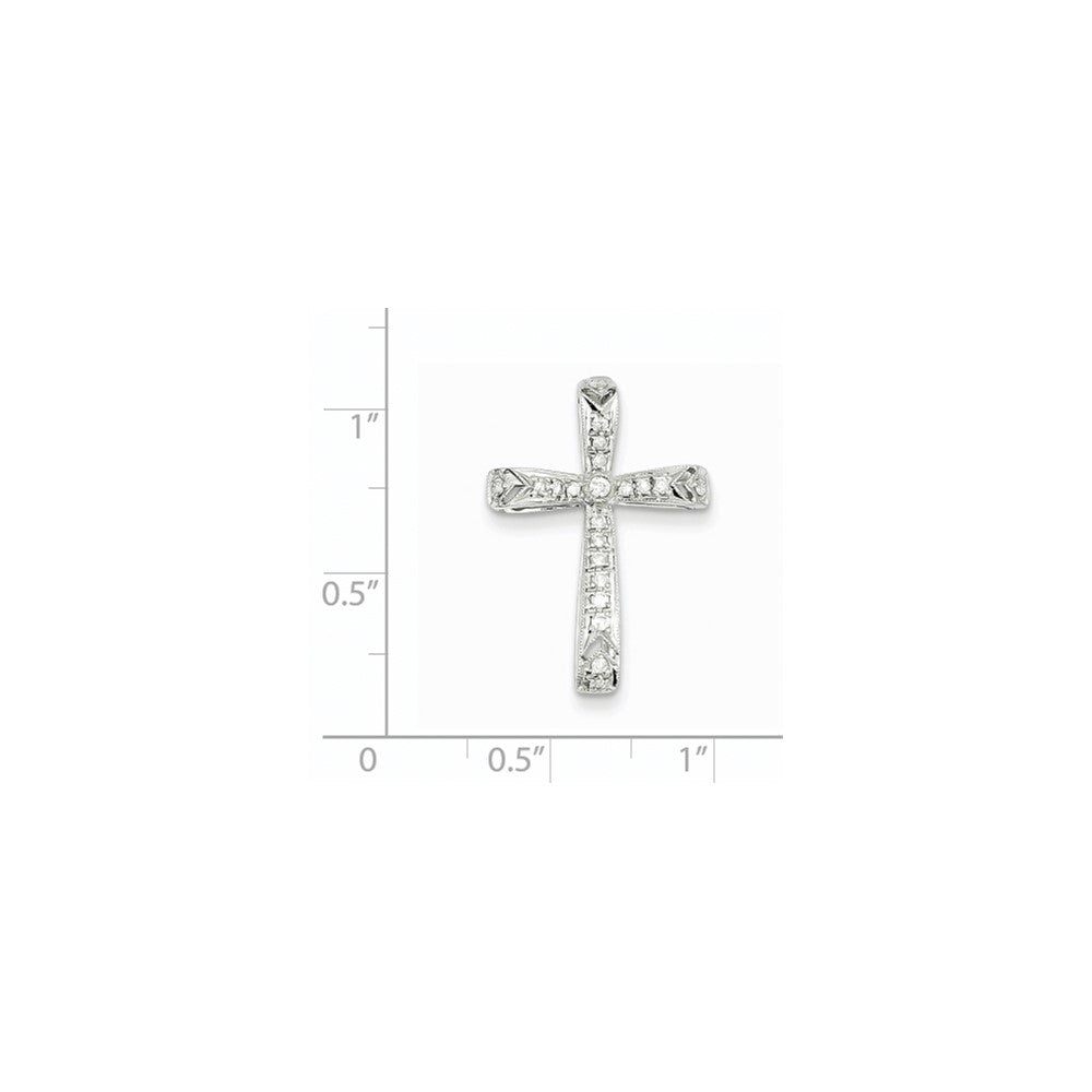 14k White Gold Diamond Filigree Cross Pendant