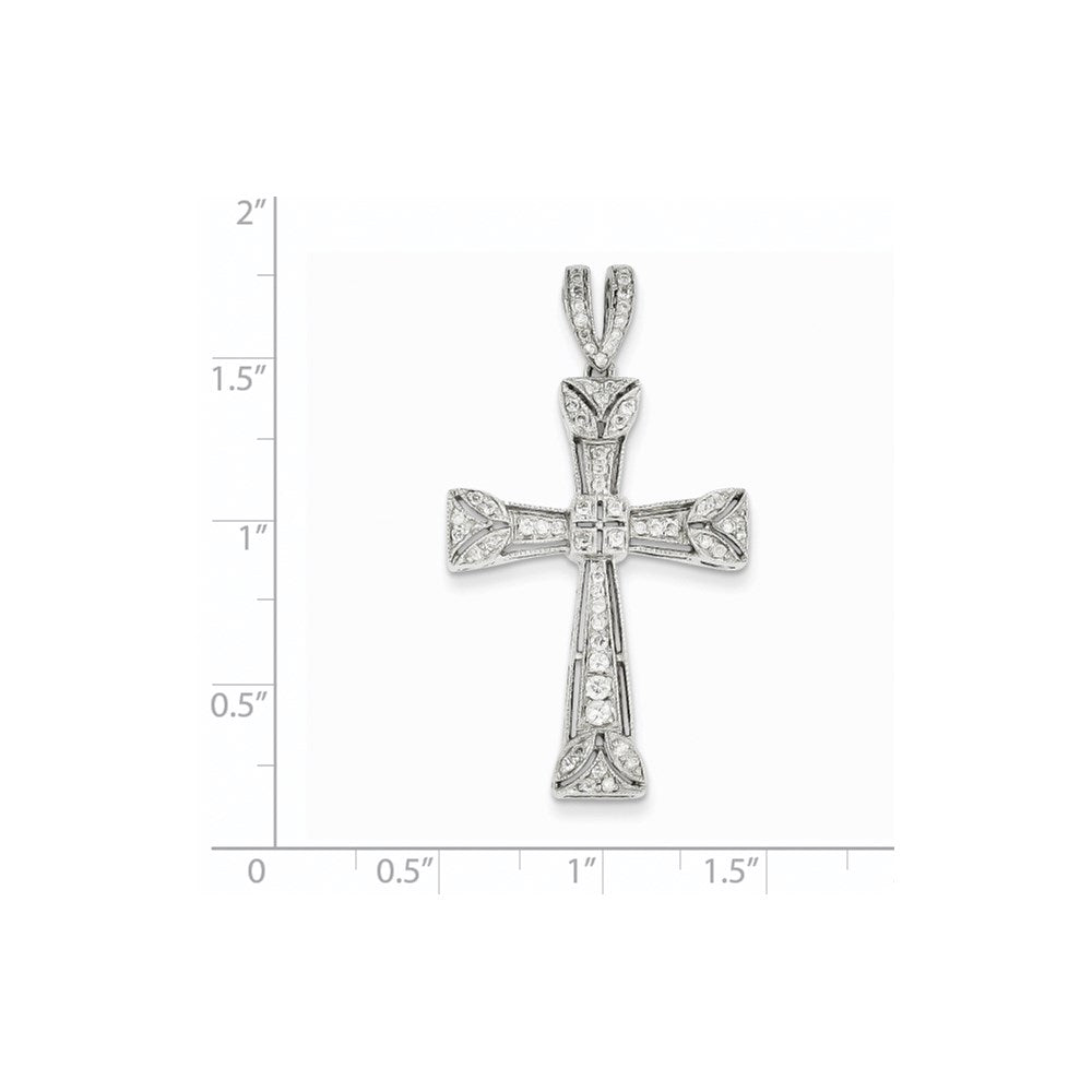 14k White Gold Diamond Filigree Cross Pendant