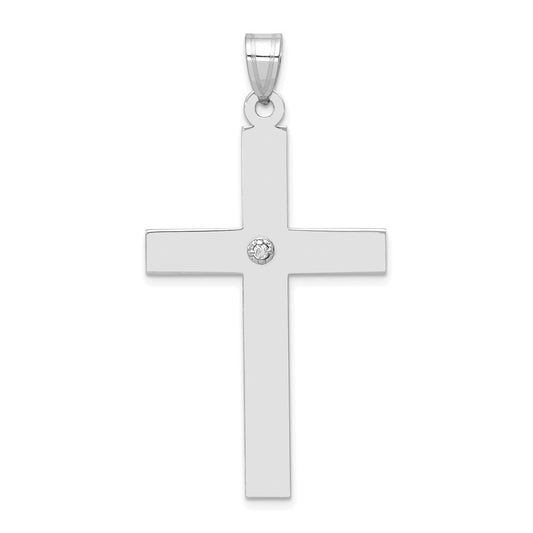 14k White Gold .03ct. Diamond Cross Pendant