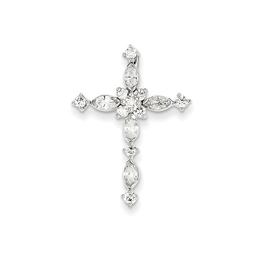 14k White Gold Diamond Cross Pendant