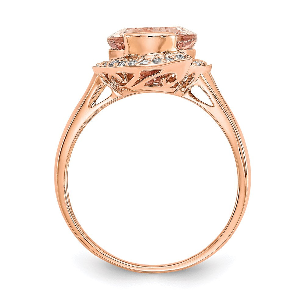 14k Rose Gold Morganite & Real Diamond Ring