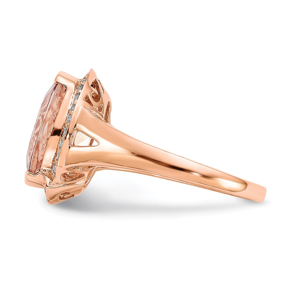 14k Rose Gold Morganite & Real Diamond Ring