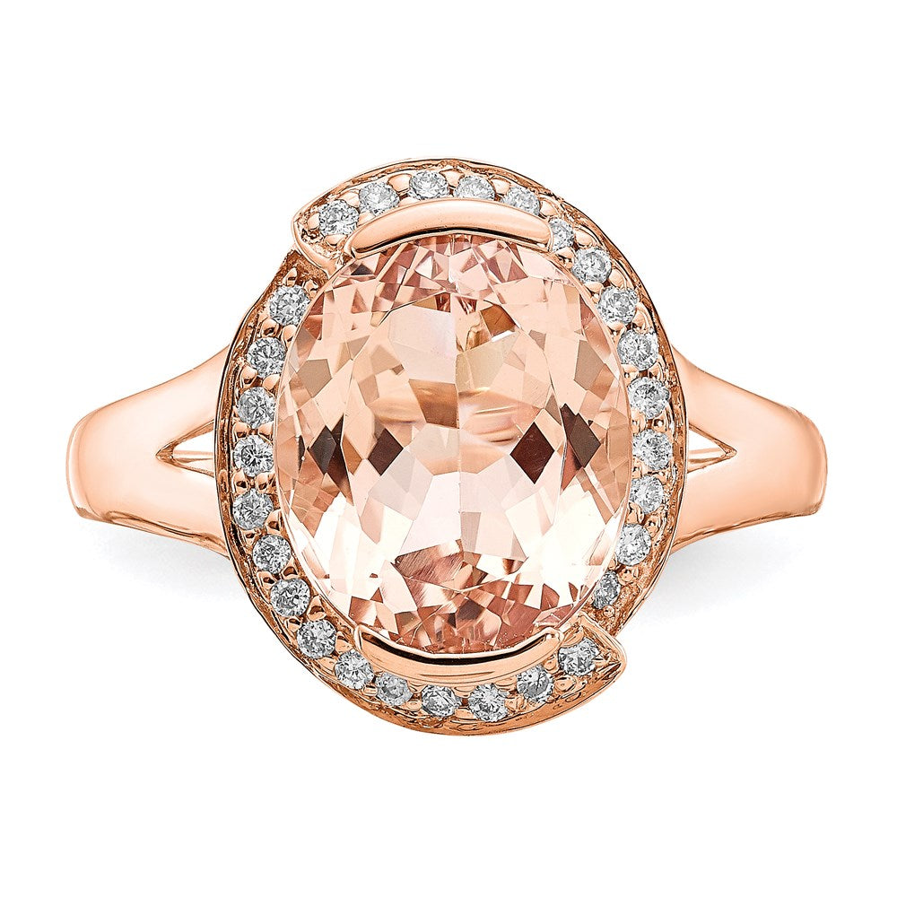 14k Rose Gold Morganite & Real Diamond Ring