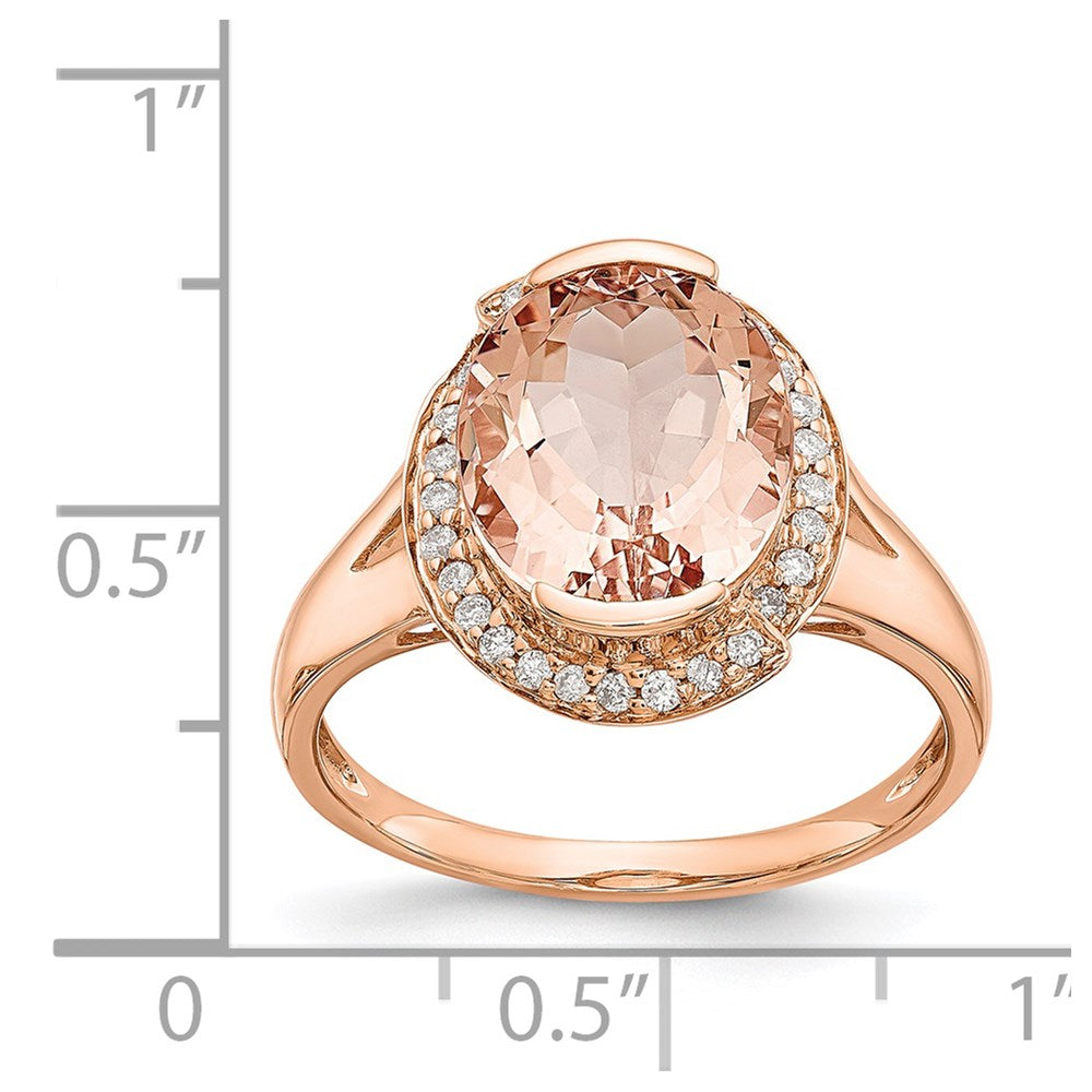 14k Rose Gold Morganite & Real Diamond Ring