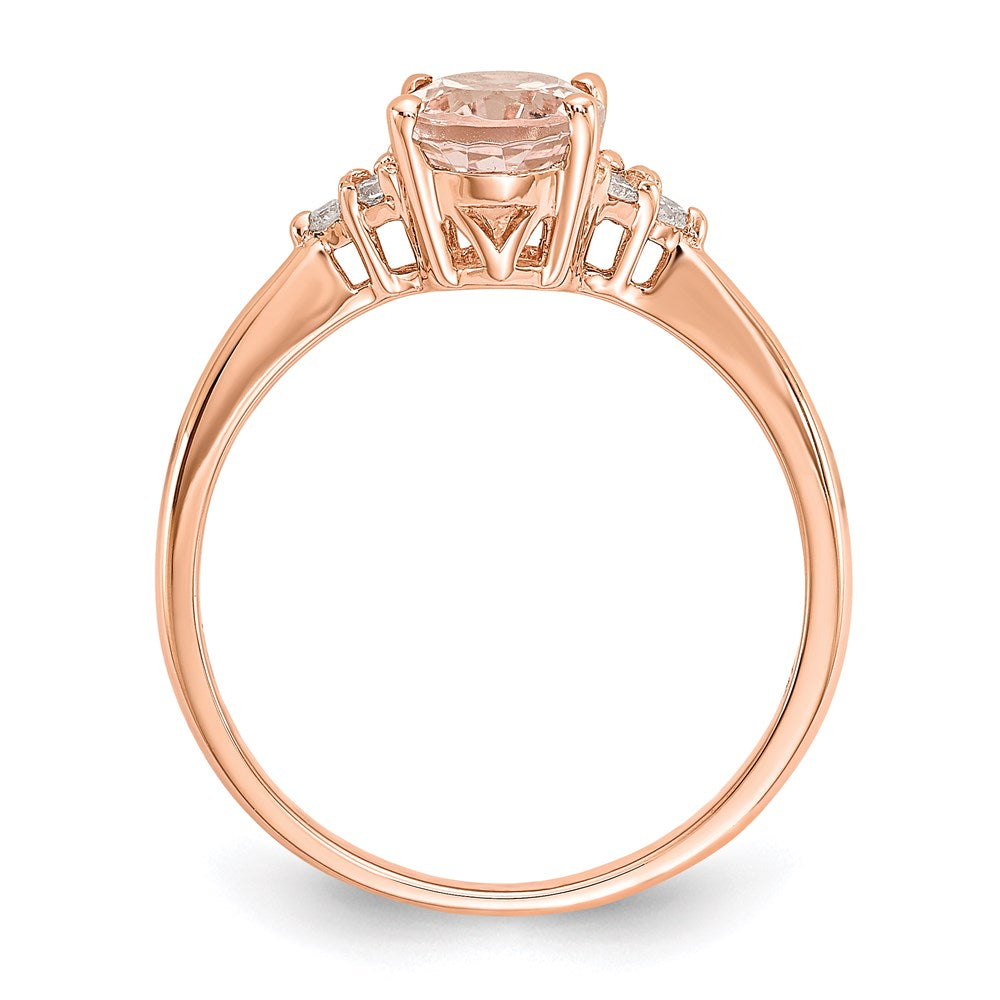 14k Rose Gold Morganite & Real Diamond Ring